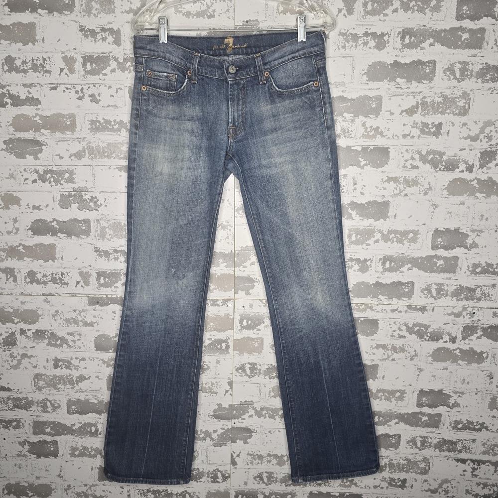7 For All Mankind Jeans Womens 2 Original Bootcut‎ Low Rise Blue Denim Made USA